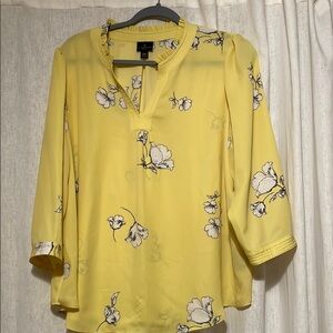 Worthington Yellow Mandarin Collar Blouse